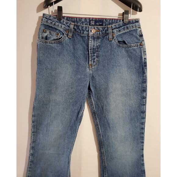 SO Vintage Y2K Flare Medium Wash High Rise Jeans Womens Junior Size 7 Long - Picture 3 of 11